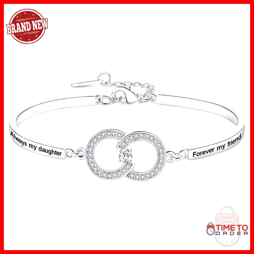 Engraved Love Knot Infinity Bangle Bracelet Elegant Minimal Jewelry Gift
